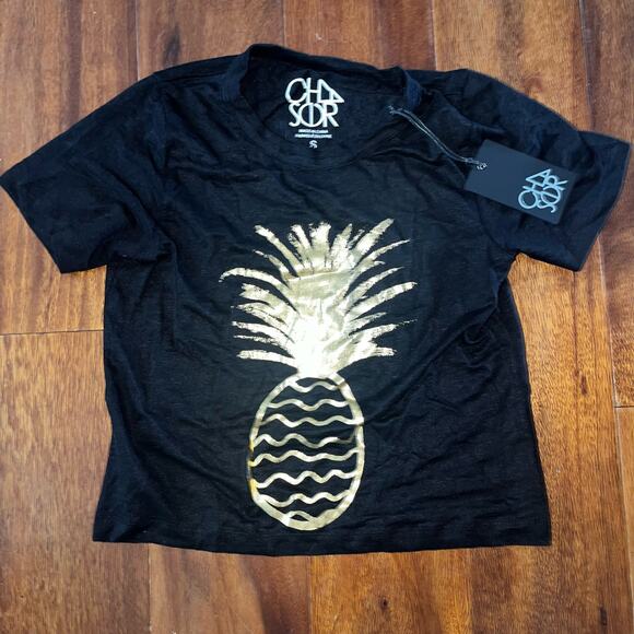 Chaser Black and Gold Pineapple tee Size Small Women’s - Picture 2 of 5